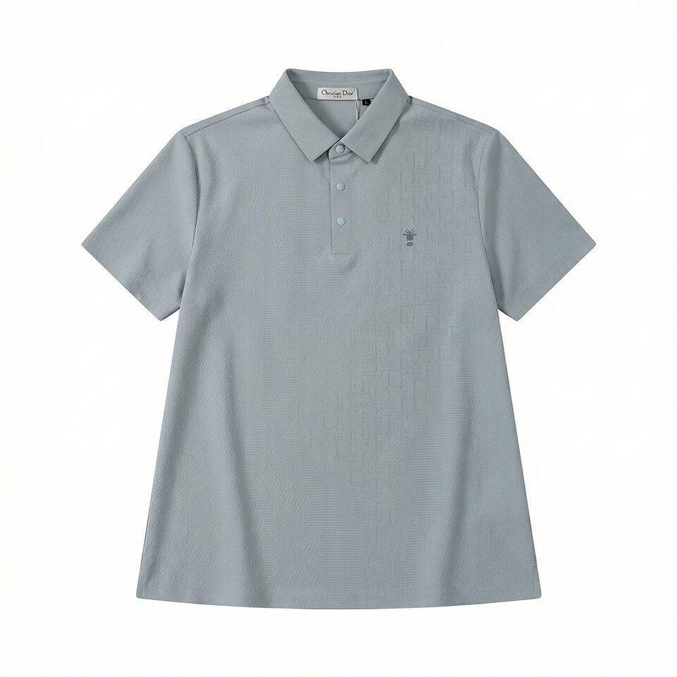 Monogram Texture Polo – Mist Grey