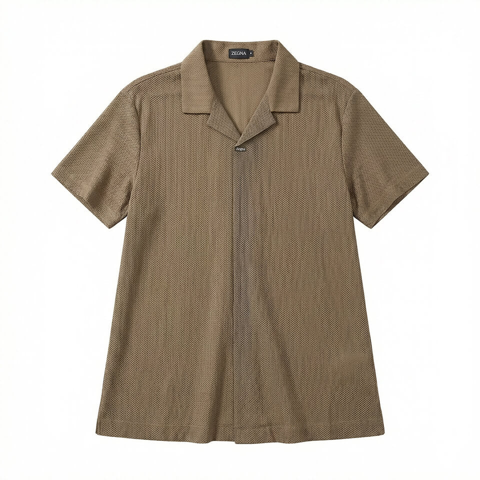 Textured Resort Shirt – Sand Brown