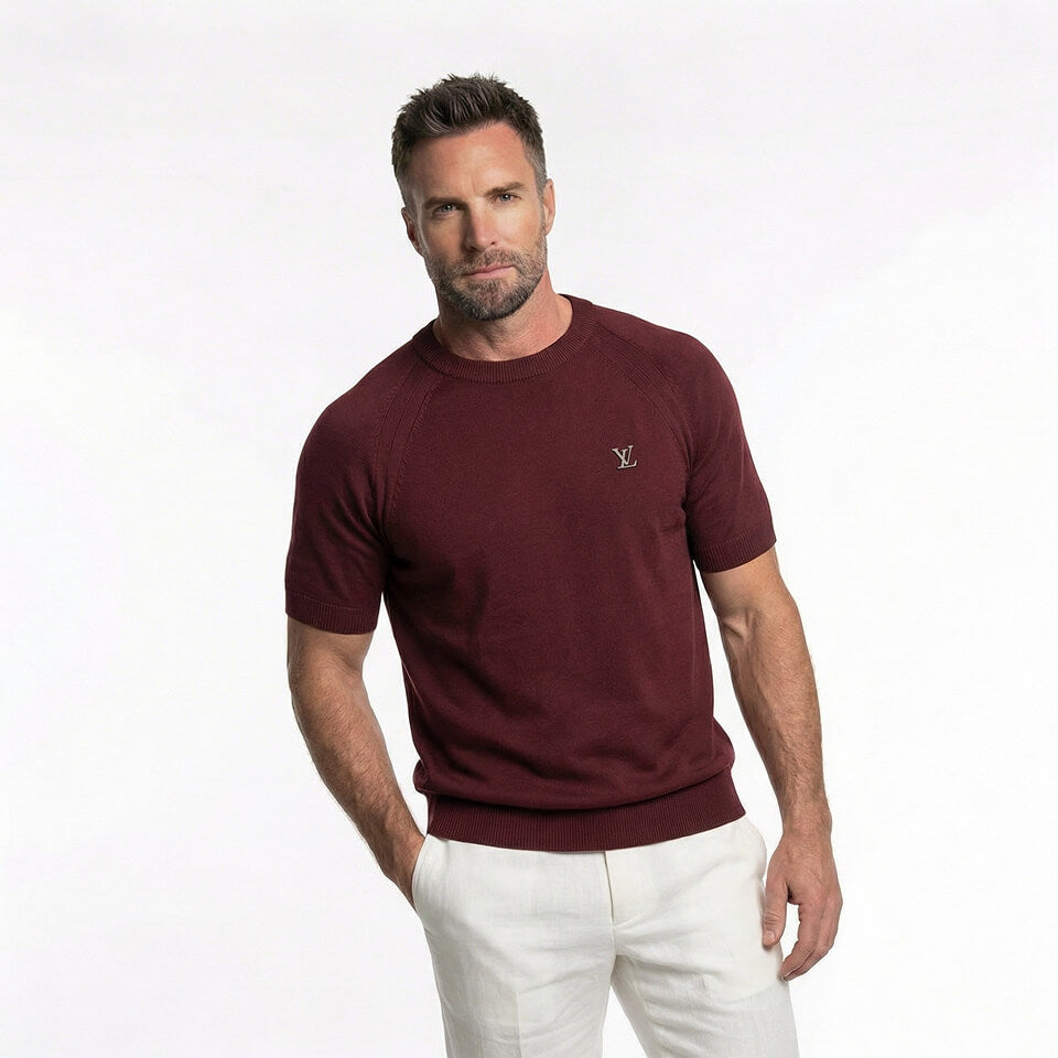 Knit Signature Tee – Burgundy